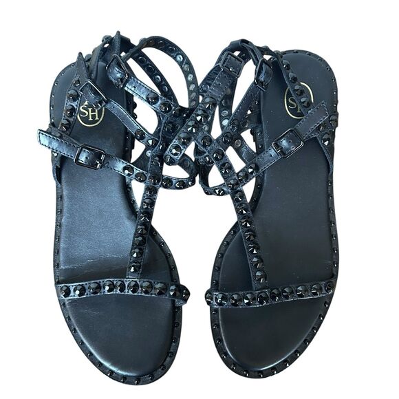 Ash StuddedLeather Sandals Womens Size 39 US 9 Embellished Black Gladiator Shoes - Picture 4 of 6